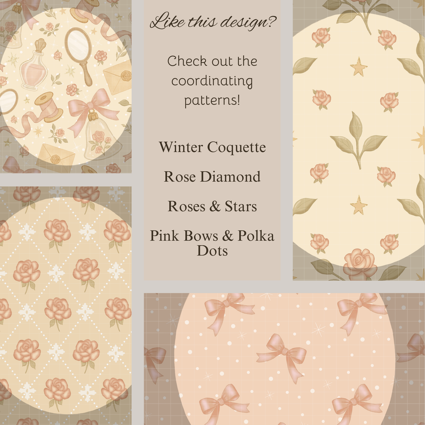 Vintage Vanity Seamless Hand Drawn Digital Pattern | 300 DPI PNG | Instant Download