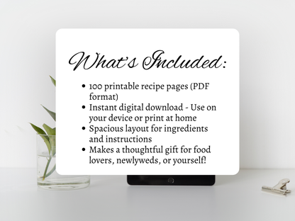 Nourish & Gather: A Cozy Blank Recipe Book in Kitchen theme - Digital Download