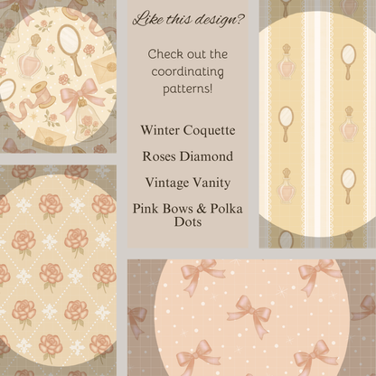 Roses and Stars Vintage Coquette Seamless Hand Drawn Digital Pattern | 300 DPI PNG | Instant Download