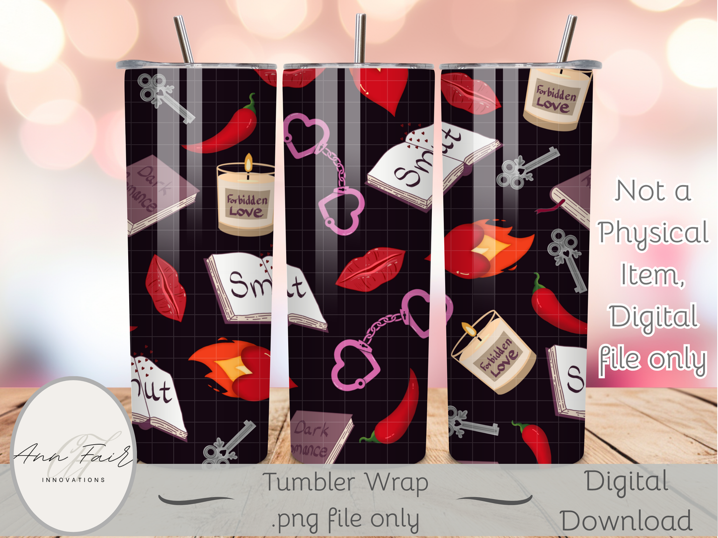 My Smutty Valentine Seamless PNG 20oz Skinny Tumbler Wrap | Sublimation 300 DPI Straight Tumbler Wrap | PNG Digital Wrap Digital Download