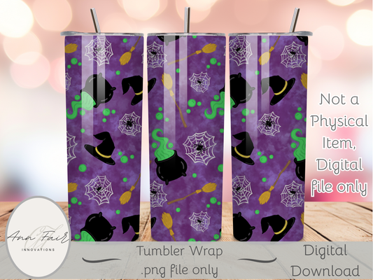 Witches Brew Seamless PNG 20oz Skinny Tumbler Wrap | Sublimation 300 DPI Straight Tumbler Wrap | PNG Digital Wrap Digital Download
