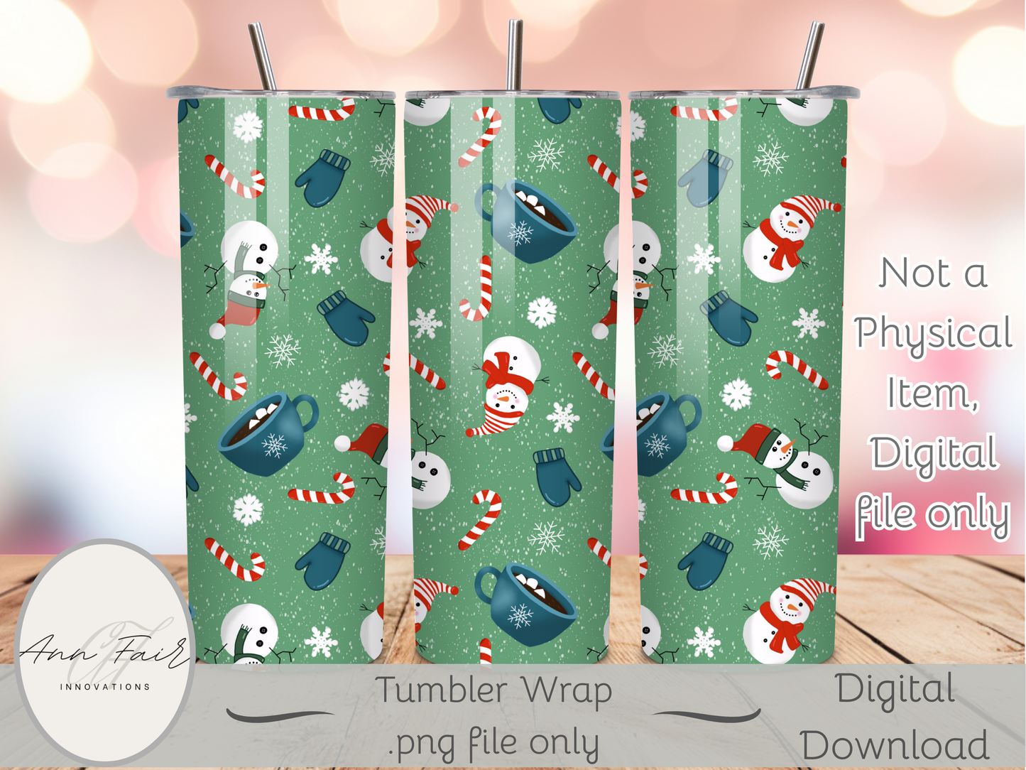 Snow Day Seamless PNG 20oz Skinny Tumbler Wrap | Sublimation 300 DPI Straight Tumbler Wrap | PNG Digital Wrap Digital Download