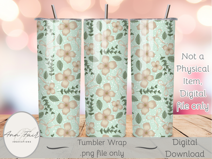 Petal Garden Seamless PNG 20oz Skinny Tumbler Wrap | Sublimation 300 DPI Straight Tumbler Wrap | PNG Digital Wrap Digital Download
