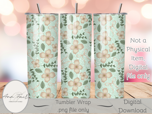 Petal Garden Seamless PNG 20oz Skinny Tumbler Wrap | Sublimation 300 DPI Straight Tumbler Wrap | PNG Digital Wrap Digital Download