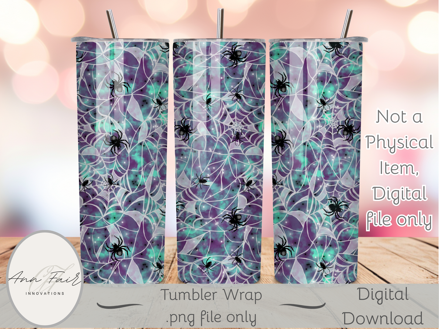 Spooky Spider Webs Seamless PNG 20oz Skinny Tumbler Wrap | Sublimation 300 DPI Straight Tumbler Wrap | PNG Digital Wrap Digital Download