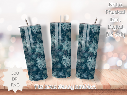 Snowflake Dreams Midnight Seamless PNG 20oz Skinny Tumbler Wrap | Sublimation 300 DPI Straight Tumbler Wrap | PNG Digital Wrap Digital Download