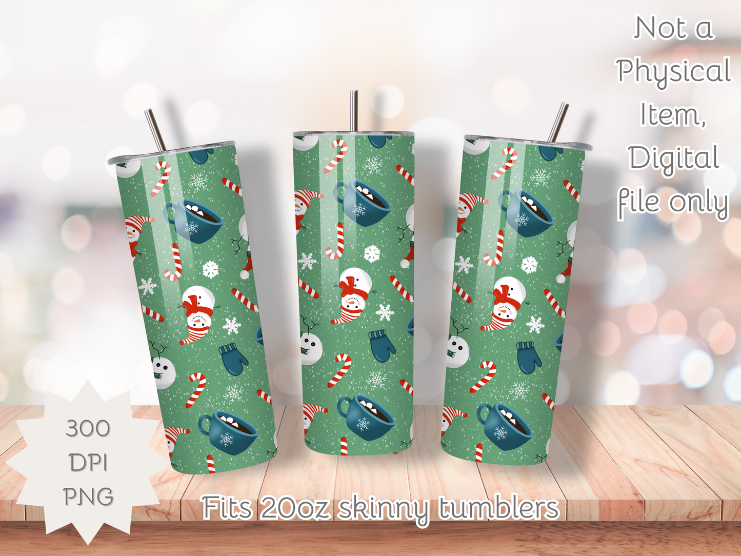 Snow Day Seamless PNG 20oz Skinny Tumbler Wrap | Sublimation 300 DPI Straight Tumbler Wrap | PNG Digital Wrap Digital Download