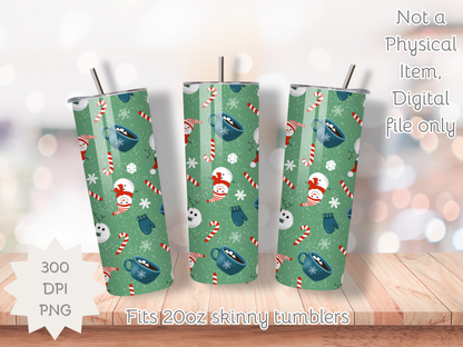 Snow Day Seamless PNG 20oz Skinny Tumbler Wrap | Sublimation 300 DPI Straight Tumbler Wrap | PNG Digital Wrap Digital Download
