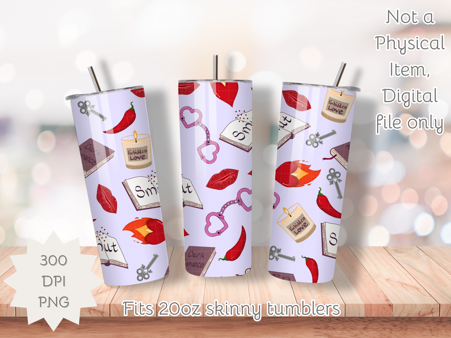My Smutty Valentine Seamless PNG 20oz Skinny Tumbler Wrap | Sublimation 300 DPI Straight Tumbler Wrap | PNG Digital Wrap Digital Download