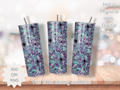 Spooky Spider Webs Seamless PNG 20oz Skinny Tumbler Wrap | Sublimation 300 DPI Straight Tumbler Wrap | PNG Digital Wrap Digital Download