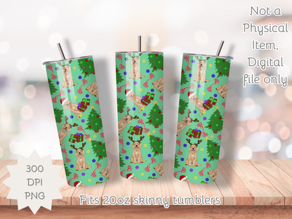Goldendoodle Christmas Seamless PNG 20oz Skinny Tumbler Wrap | Sublimation 300 DPI Straight Tumbler Wrap | PNG Digital Wrap Digital Download