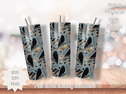 Nevermore Seamless PNG 20oz Skinny Tumbler Wrap | Sublimation 300 DPI Straight Tumbler Wrap | PNG Digital Wrap Digital Download