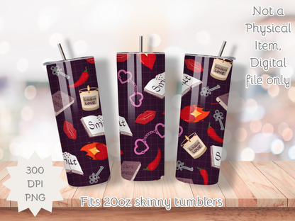 My Smutty Valentine Seamless PNG 20oz Skinny Tumbler Wrap | Sublimation 300 DPI Straight Tumbler Wrap | PNG Digital Wrap Digital Download