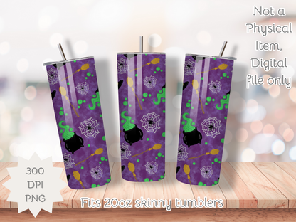 Witches Brew Seamless PNG 20oz Skinny Tumbler Wrap | Sublimation 300 DPI Straight Tumbler Wrap | PNG Digital Wrap Digital Download