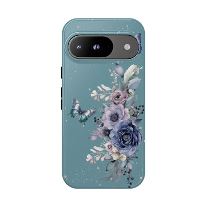 Phone Case - Teal Floral Butterfly Design