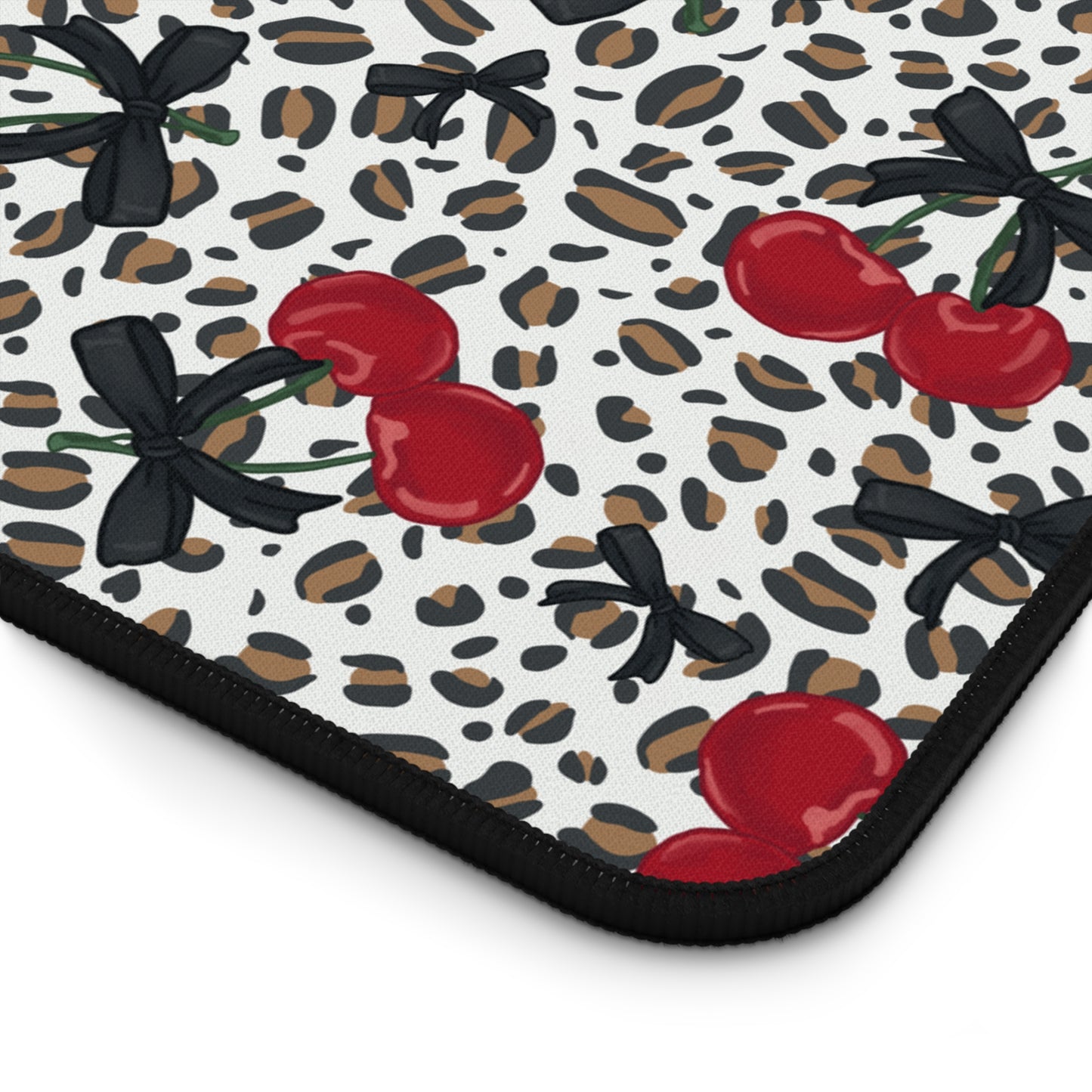 Desk Mat - Leopard Print Cherries Fun Cute Design