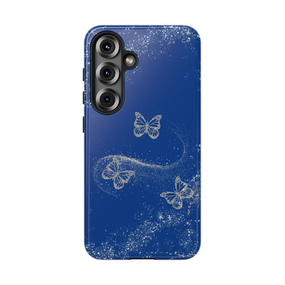 Glitter Butterflies with Blue Background Phone Case - Tough Cases, Decorative Cell Phone Cover