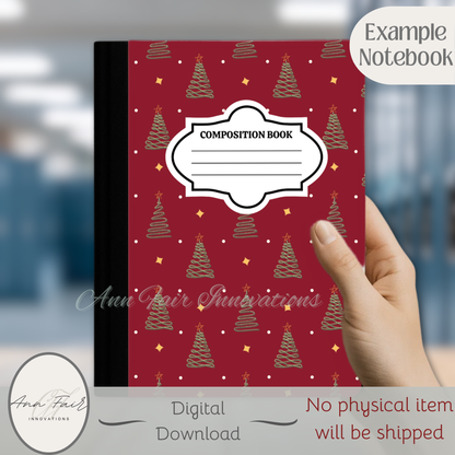 Glitter Trees Composition Notebook Cover | Digital Download PNG | Back to School, Journaling, DIY Custom Notebook, Sticker Paper Cover