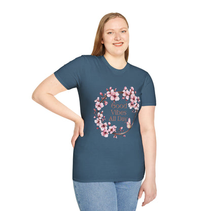 Good Vibes All Day Unisex Softstyle T-Shirt | Floral Design | Casual Everyday Wear