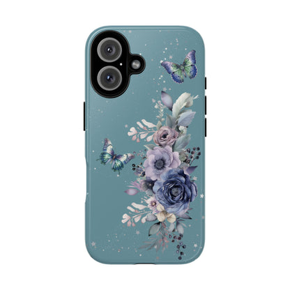 Phone Case - Teal Floral Butterfly Design