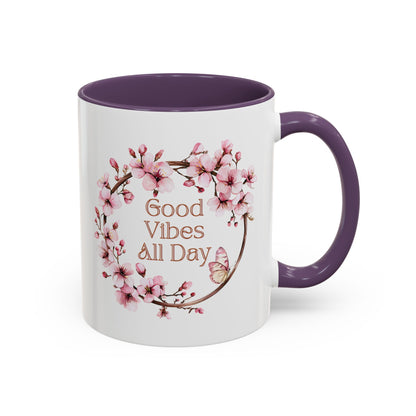 Good Vibes All Day Floral Coffee Mug - 11 & 15oz Accent Mug