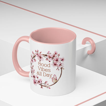 Good Vibes All Day Floral Coffee Mug - 11 & 15oz Accent Mug