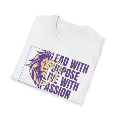 Inspiring Lion Graphic T-Shirt in Purple, Motivational Tee, Passionate Leadership Shirt, Unisex Shirt for Casual Wear