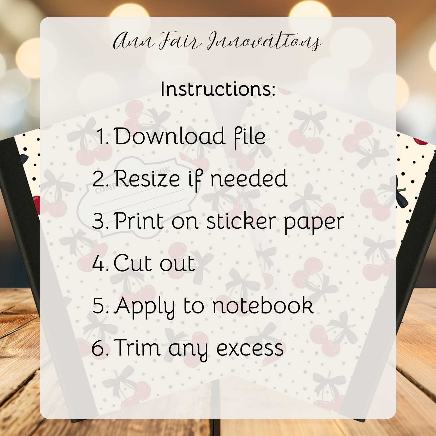 Polka Dots and Cherries Composition Notebook Cover | Digital Download PNG | Back to School, Journaling, DIY Custom Notebook, Sticker Paper Cover