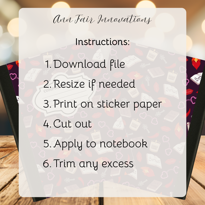 My Smutty Valentine Composition Notebook Cover | Digital Download PNG | Back to School, Journaling, DIY Custom Notebook, Sticker Paper Cover | Dark Romance