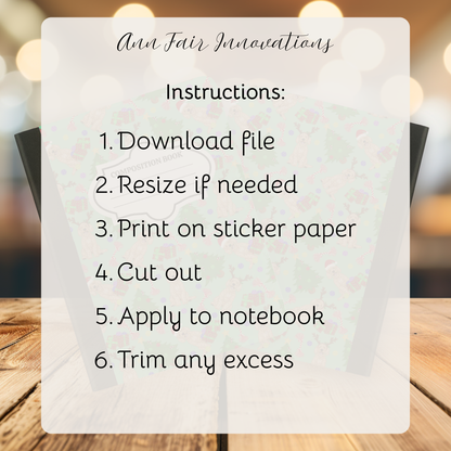 Goldendoodle Christmas Composition Notebook Cover | Digital Download PNG | Back to School, Journaling, DIY Custom Notebook, Sticker Paper Cover