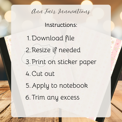 Easter Stripes Composition Notebook Cover | Digital Download PNG | Journaling, DIY Custom Notebook, Sticker Paper Cover