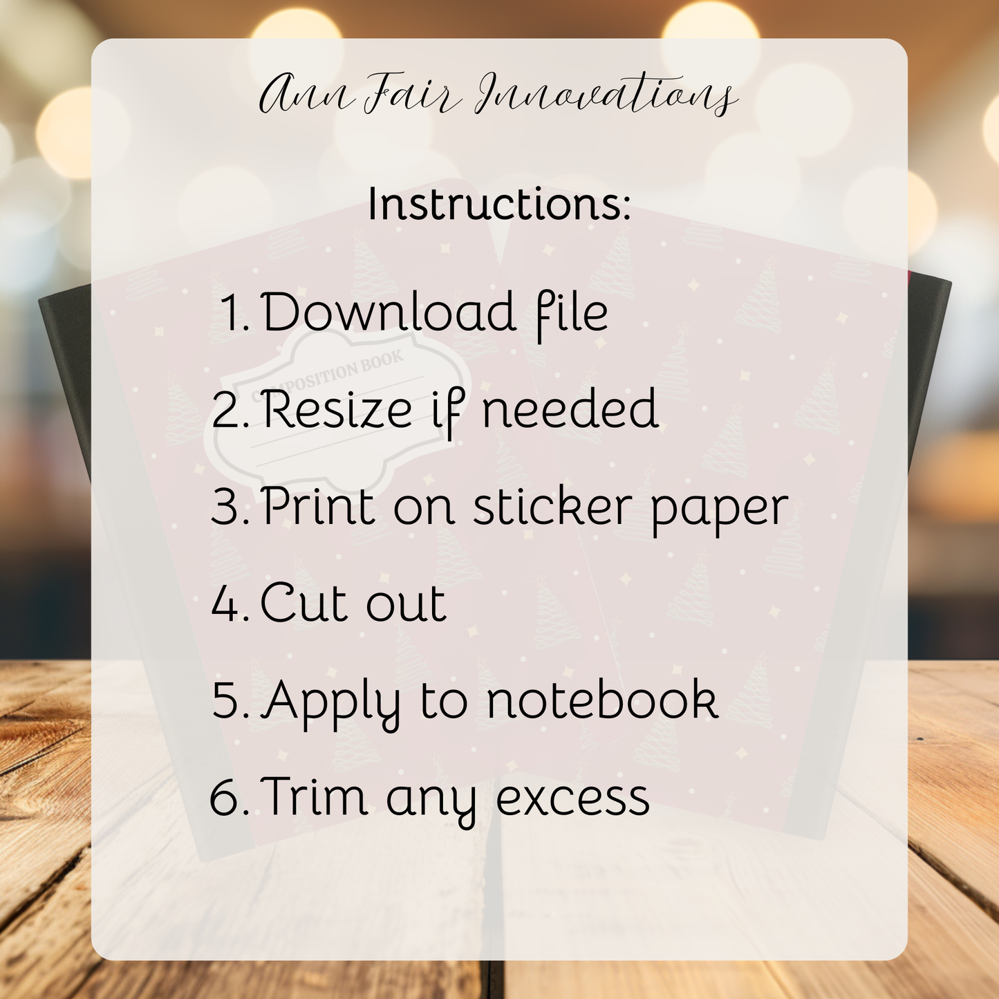 Glitter Trees Composition Notebook Cover | Digital Download PNG | Back to School, Journaling, DIY Custom Notebook, Sticker Paper Cover