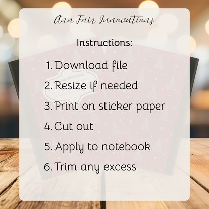 Glitter Trees Composition Notebook Cover | Digital Download PNG | Back to School, Journaling, DIY Custom Notebook, Sticker Paper Cover