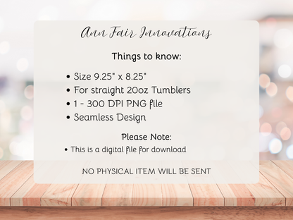 Polka Dots and Cherries Seamless PNG 20oz Skinny Tumbler Wrap | Sublimation 300 DPI Straight Tumbler Wrap | PNG Digital Wrap Digital Download