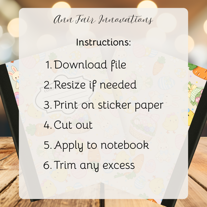 Coquette Easter Multicolor Composition Notebook Cover | Digital Download PNG | Journaling, DIY Custom Notebook, Sticker Paper Cover