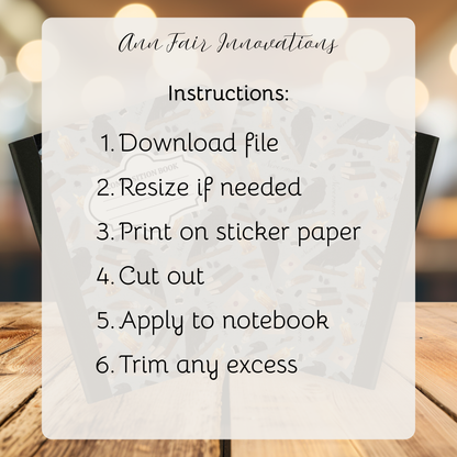 Nevermore in  Blue Composition Notebook Cover | Digital Download PNG | Back to School, Journaling, DIY Custom Notebook, Sticker Paper Cover