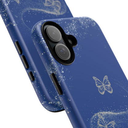 Glitter Butterflies with Blue Background Phone Case - Tough Cases, Decorative Cell Phone Cover