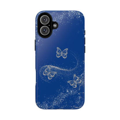 Glitter Butterflies with Blue Background Phone Case - Tough Cases, Decorative Cell Phone Cover