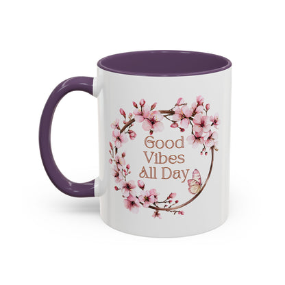 Good Vibes All Day Floral Coffee Mug - 11 & 15oz Accent Mug