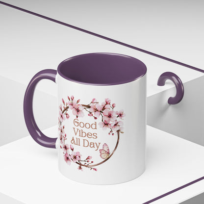 Good Vibes All Day Floral Coffee Mug - 11 & 15oz Accent Mug