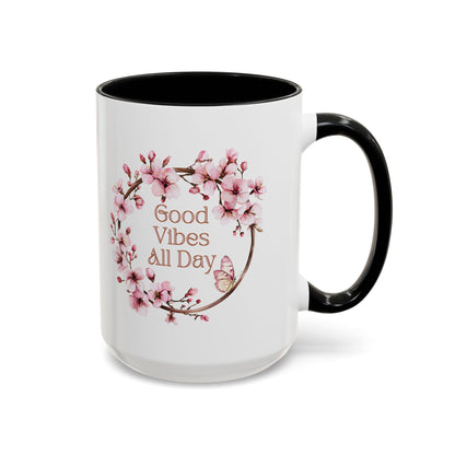 Good Vibes All Day Floral Coffee Mug - 11 & 15oz Accent Mug