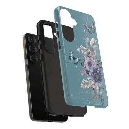 Phone Case - Teal Floral Butterfly Design