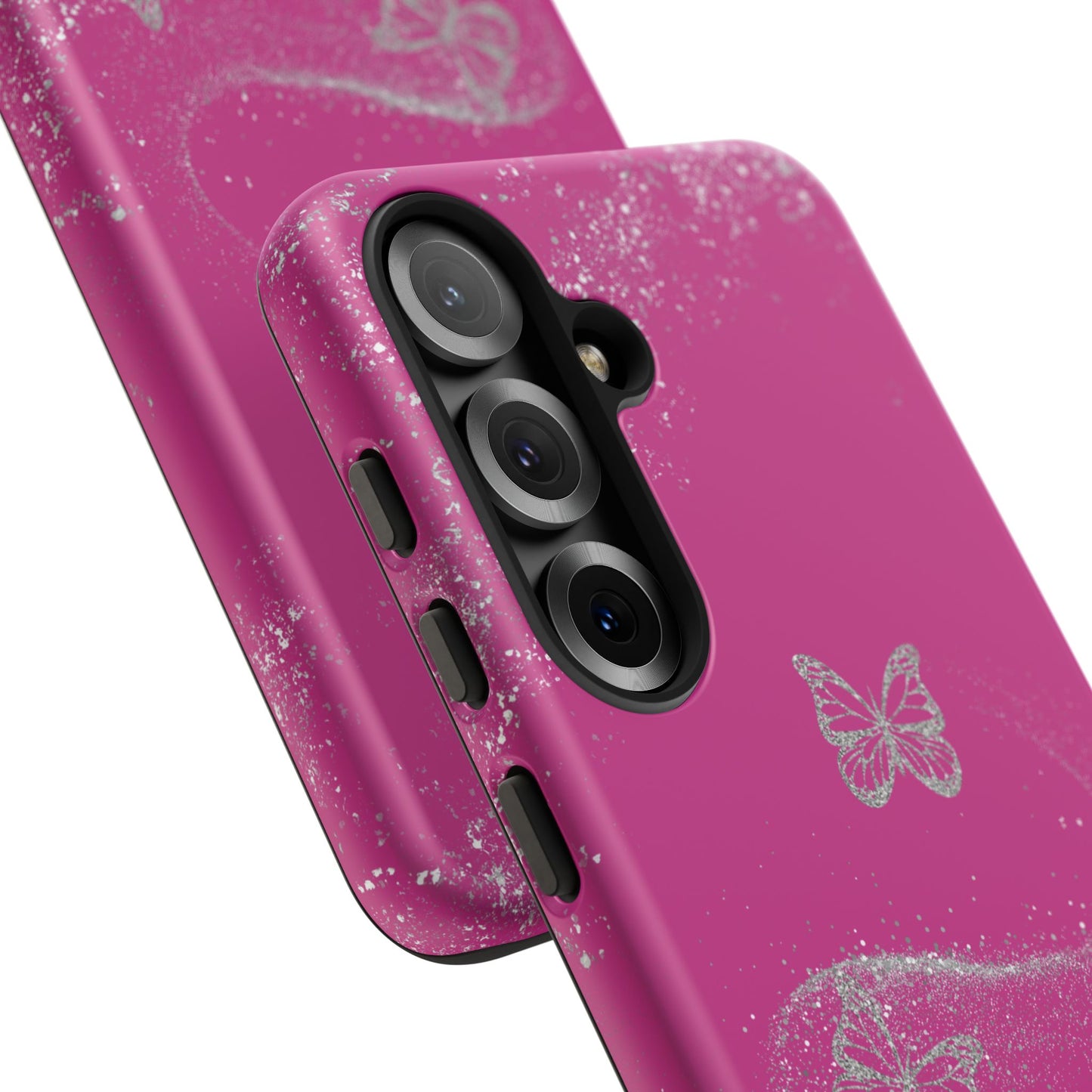 Glitter Butterflies with Pink Background Phone Case - Tough Cases, Decorative Cell Phone Cover