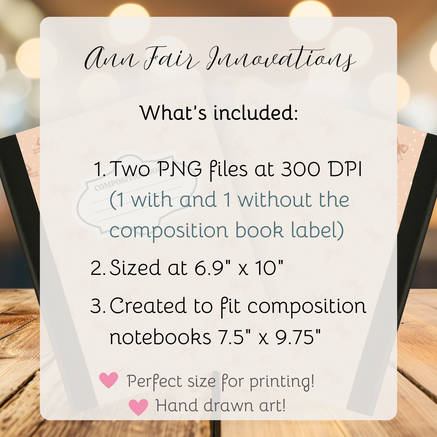 Pink Bows and polka dots Coquette Composition Notebook Cover | Digital Download PNG | Back to School, Journaling, DIY Custom Notebook, Sticker Paper Cover