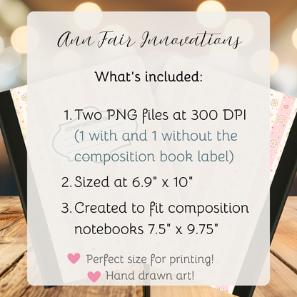 Easter Stripes Composition Notebook Cover | Digital Download PNG | Journaling, DIY Custom Notebook, Sticker Paper Cover