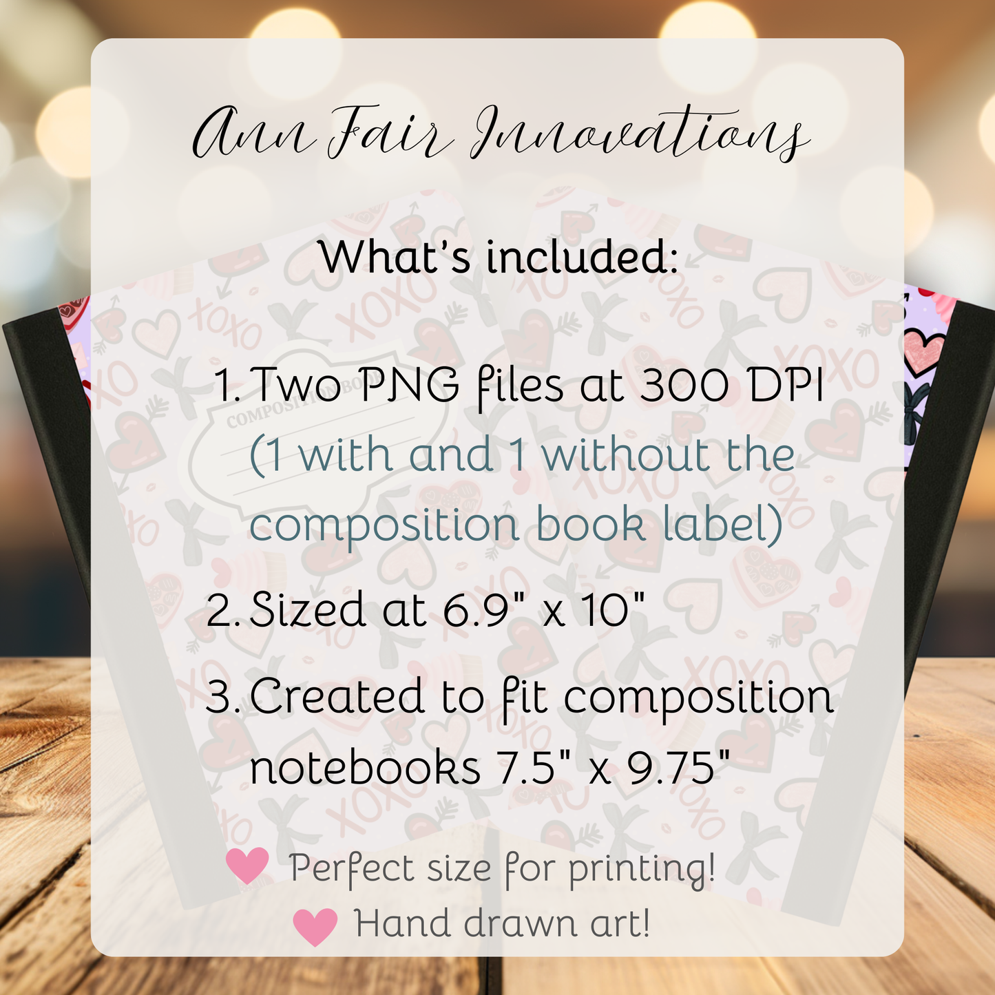 Valentine XOXO Composition Notebook Cover | Digital Download PNG | Back to School, Journaling, DIY Custom Notebook, Sticker Paper Cover