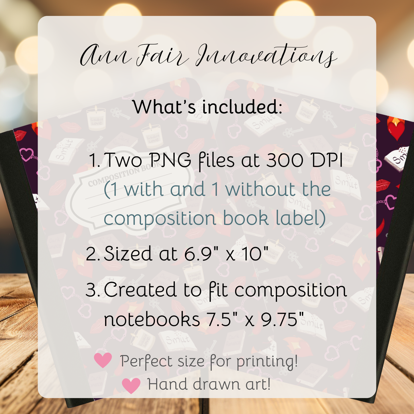 My Smutty Valentine Composition Notebook Cover | Digital Download PNG | Back to School, Journaling, DIY Custom Notebook, Sticker Paper Cover | Dark Romance