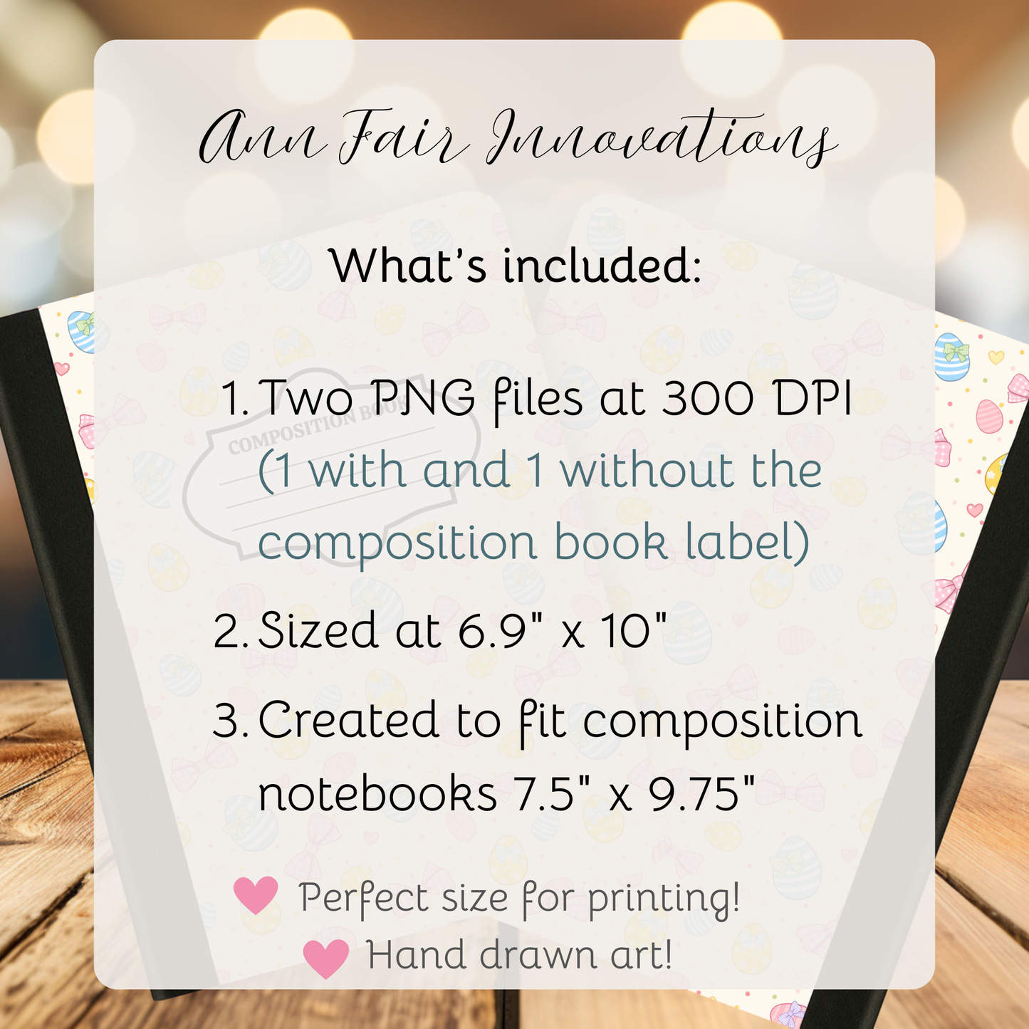 Coquette Gingham Easter Eggs Composition Notebook Cover | Digital Download PNG | Journaling, DIY Custom Notebook, Sticker Paper Cover