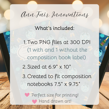 New Year's Eve Party Composition Notebook Cover | Digital Download PNG | Journaling, DIY Custom Notebook, Sticker Paper Cover