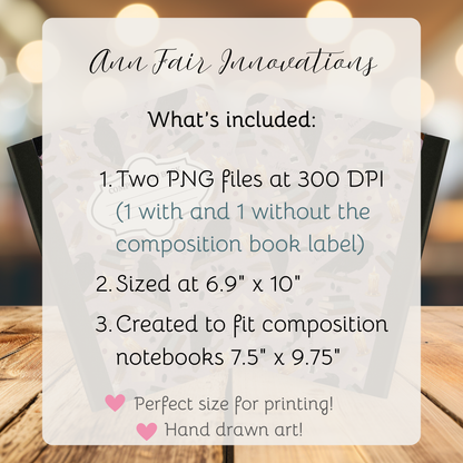 Nevermore in Pink Composition Notebook Cover | Digital Download PNG | Back to School, Journaling, DIY Custom Notebook, Sticker Paper Cover